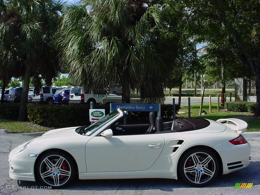 2009 911 Turbo Cabriolet - Cream White / Cocoa Brown photo #6