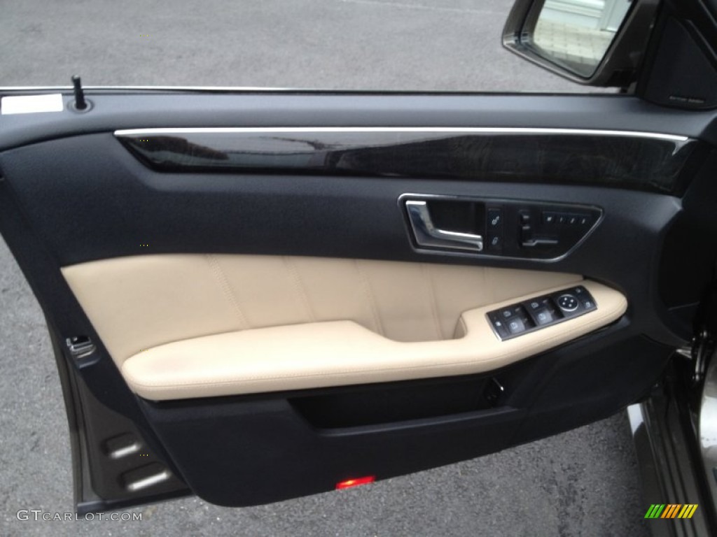 2011 Mercedes-Benz E 350 4Matic Sedan Almond/Black Door Panel Photo #65724498