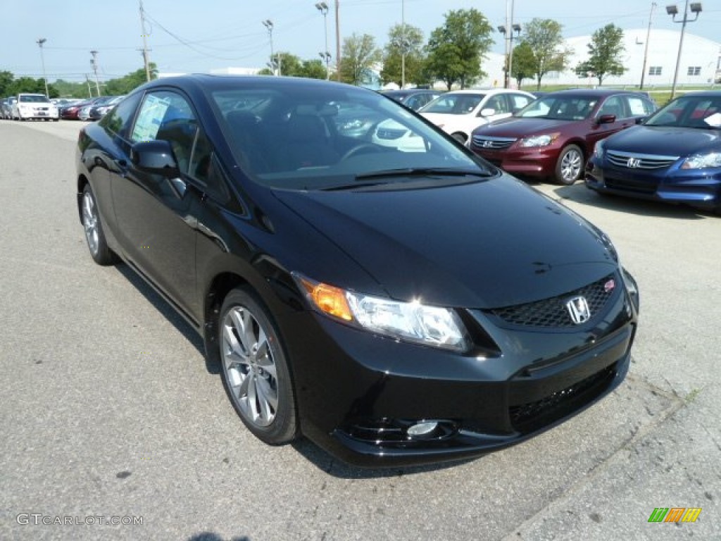 2012 Civic Si Coupe - Crystal Black Pearl / Black photo #7