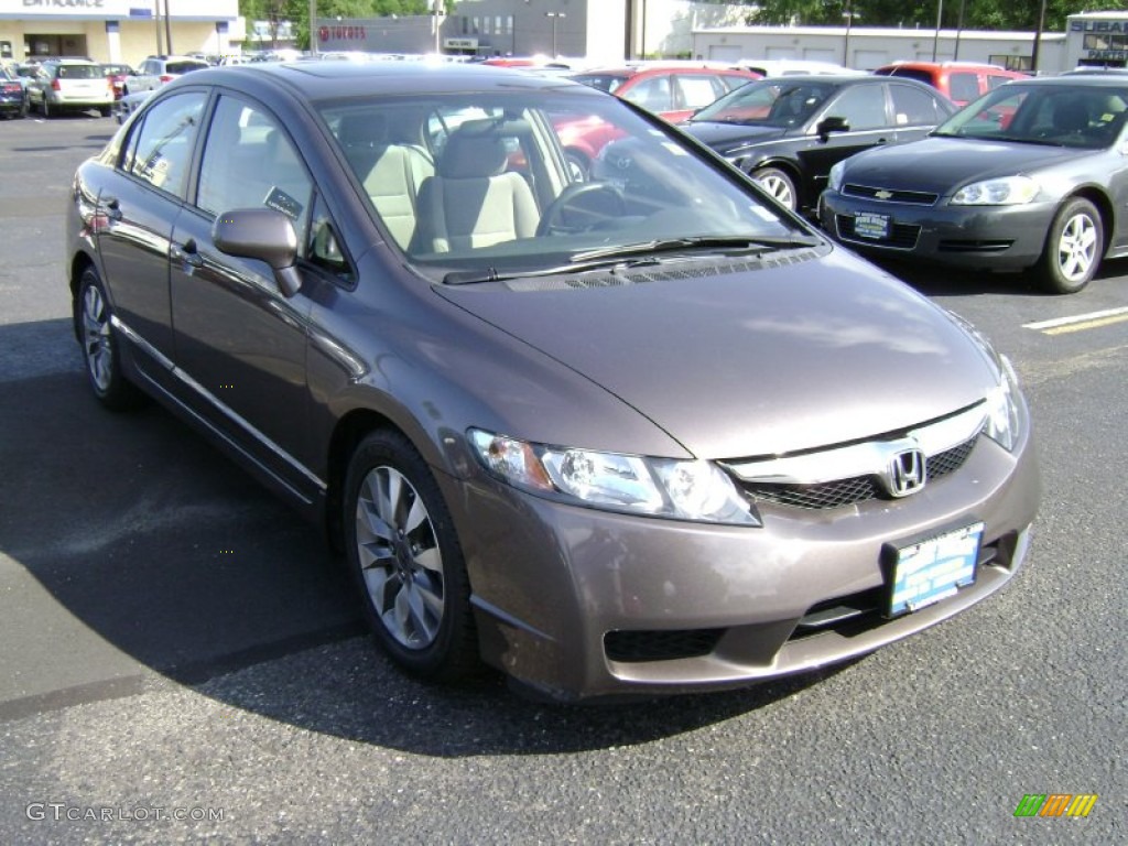 2010 Civic EX Sedan - Urban Titanium Metallic / Beige photo #3