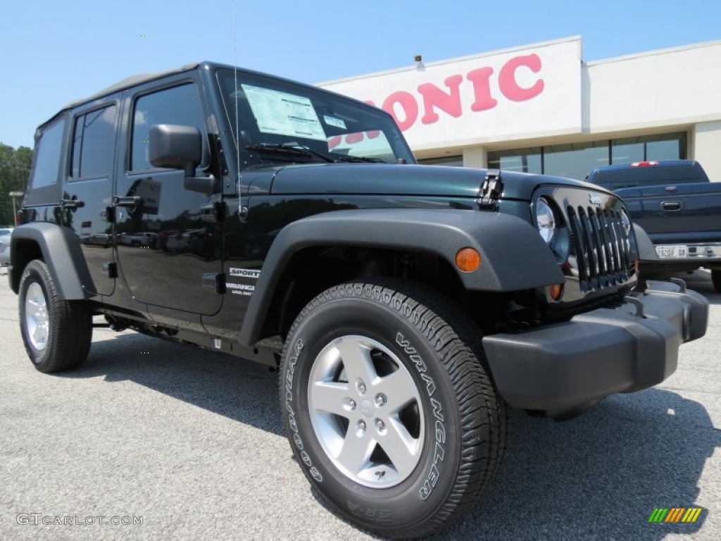 2012 Wrangler Unlimited Sport S 4x4 - Black Forest Green Pearl / Black photo #1