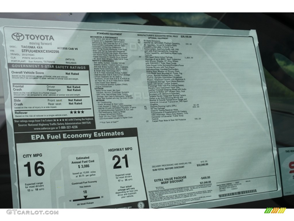 2012 Tacoma V6 TRD Sport Access Cab 4x4 - Pyrite Mica / Graphite photo #9