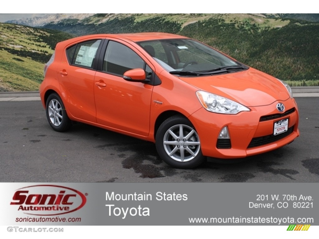 2012 Prius c Hybrid Three - Habanero / Light Blue Gray/Black photo #1