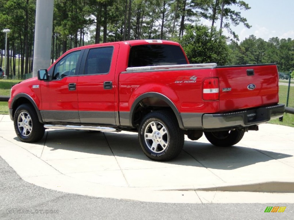 2005 F150 XLT SuperCrew 4x4 - Bright Red / Medium Flint/Dark Flint Grey photo #6