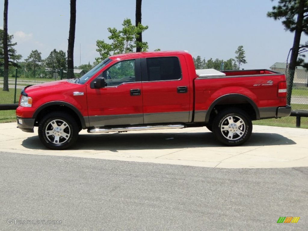 2005 F150 XLT SuperCrew 4x4 - Bright Red / Medium Flint/Dark Flint Grey photo #8