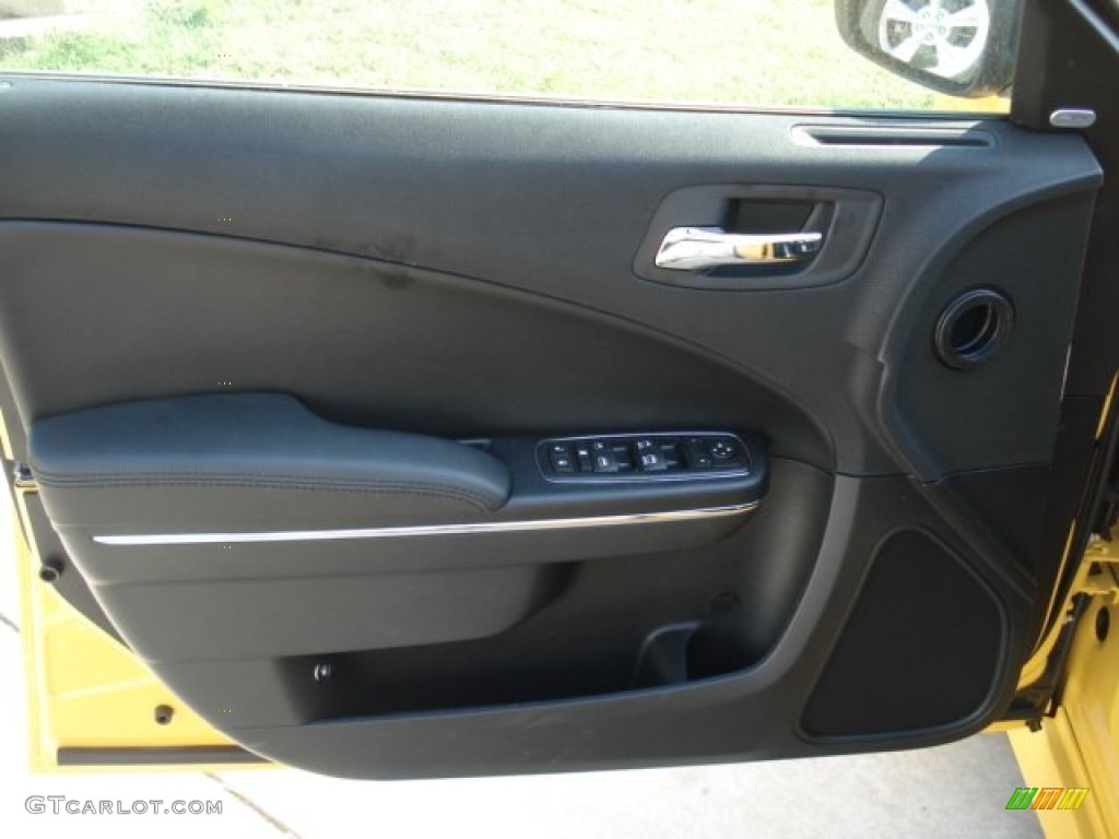 2012 Dodge Charger SRT8 Super Bee Black/Super Bee Stripes Door Panel Photo #65742289