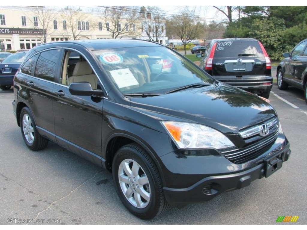 2008 CR-V EX 4WD - Nighthawk Black Pearl / Ivory photo #3
