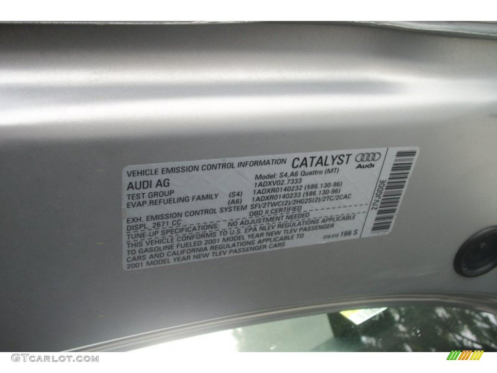 2001 Audi S4 2.7T quattro Sedan Info Tag Photos