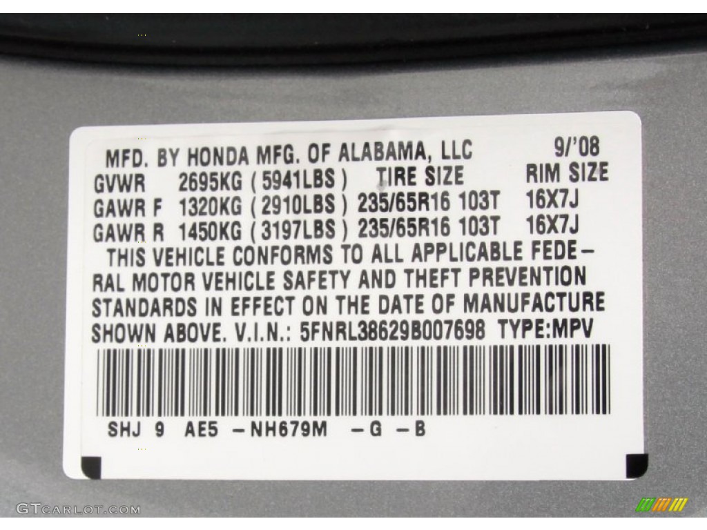 2009 Odyssey Color Code NH679M for Slate Green Metallic Photo #65754469
