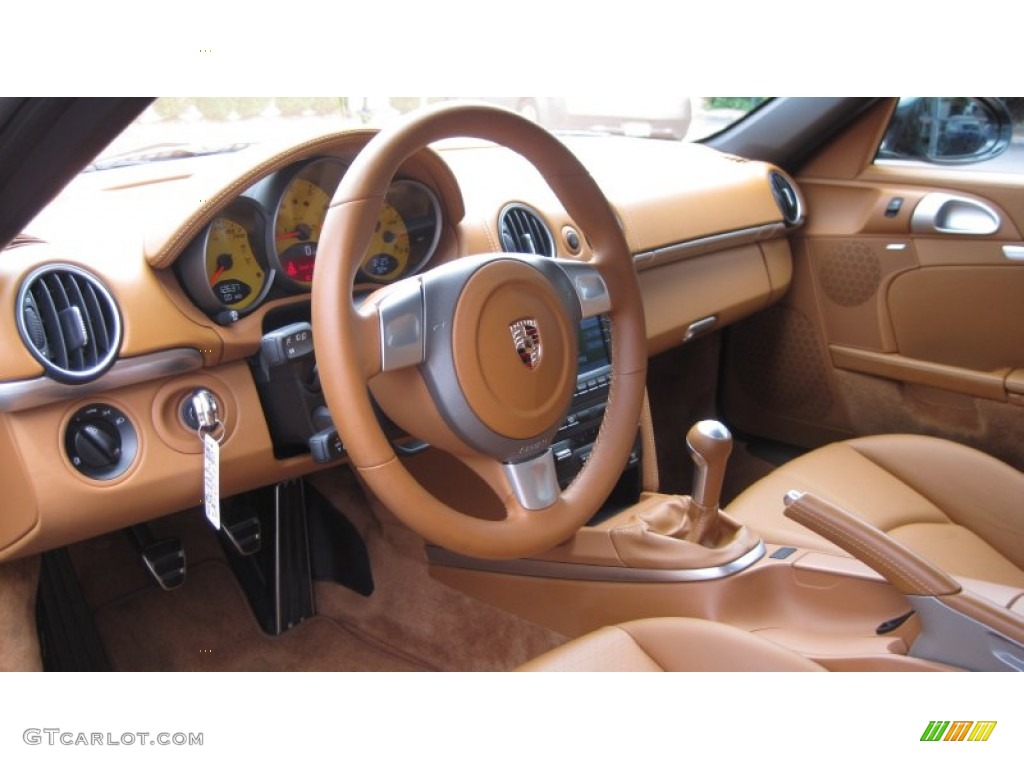 2009 Porsche Boxster S Natural Brown Steering Wheel Photo #65760355