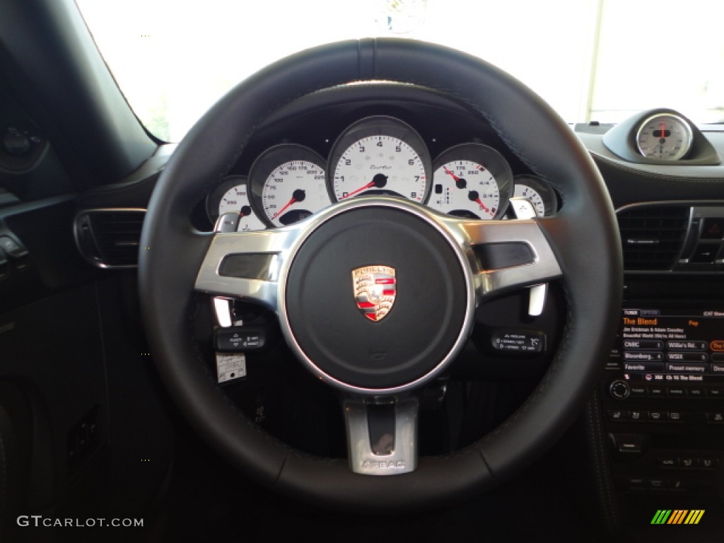 2012 Porsche 911 Turbo S Coupe Black Steering Wheel Photo #65765512