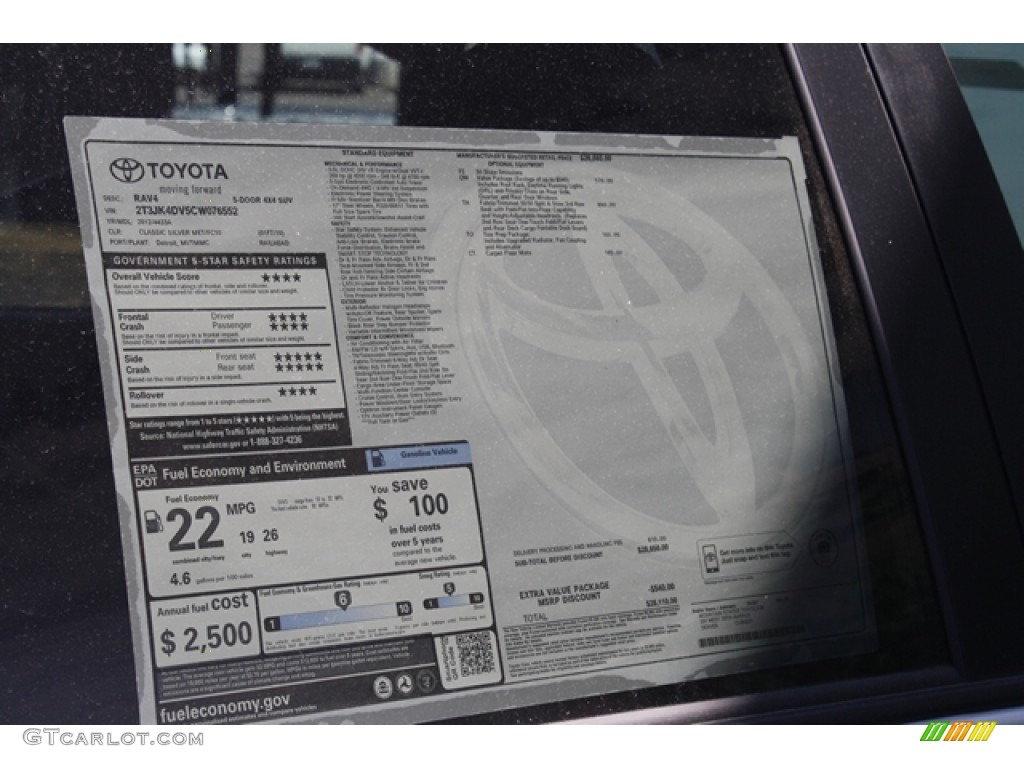 2012 Toyota RAV4 V6 4WD Window Sticker Photos