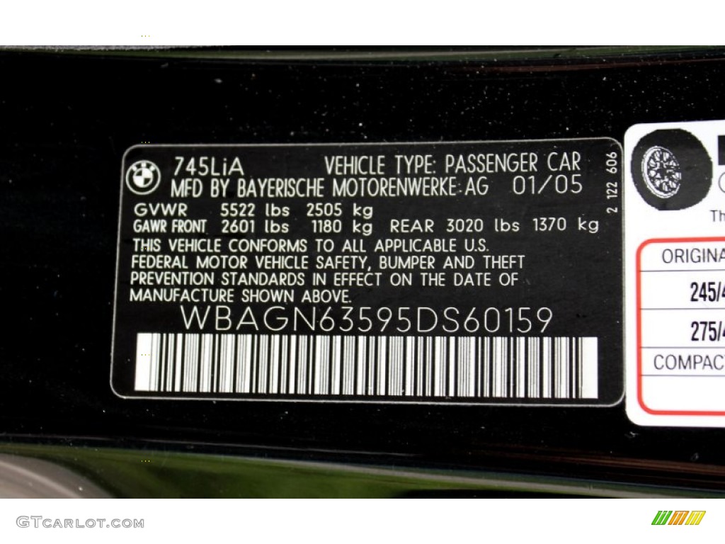 2005 7 Series 745Li Sedan - Jet Black / Black/Black photo #65
