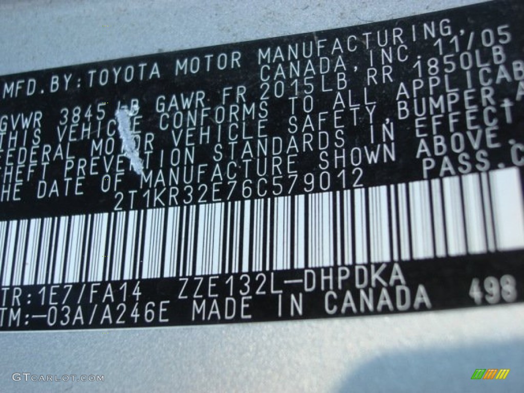 2006 Matrix Color Code 1E7 for Silver Streak Mica Photo #65773549