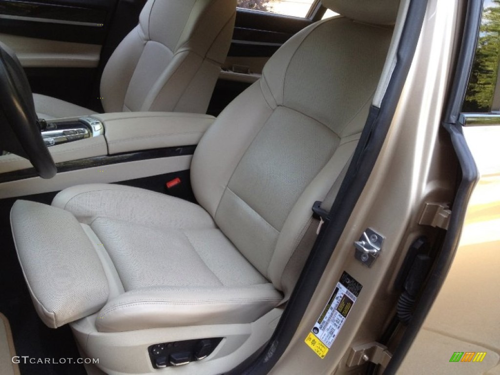 Oyster/Black Nappa Leather Interior 2009 BMW 7 Series 750Li Sedan Photo #65773795