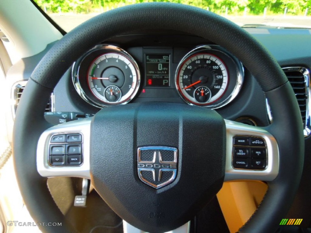 2011 Dodge Durango Citadel Black/Tan Steering Wheel Photo #65775353
