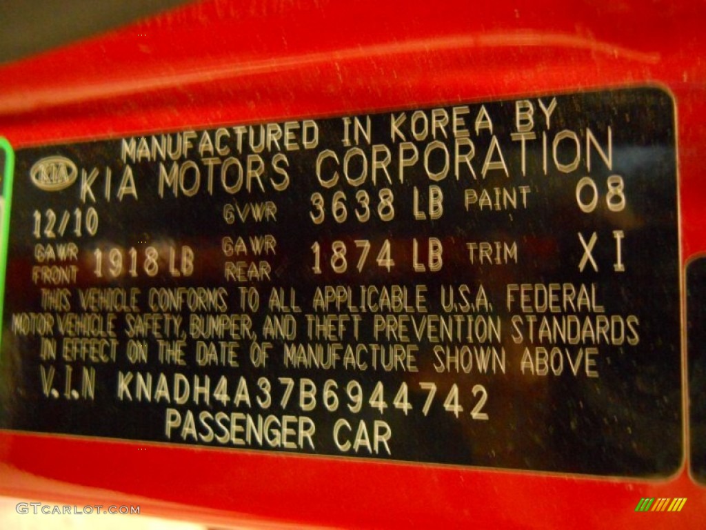 2011 Rio LX - Tropical Red / Gray photo #22