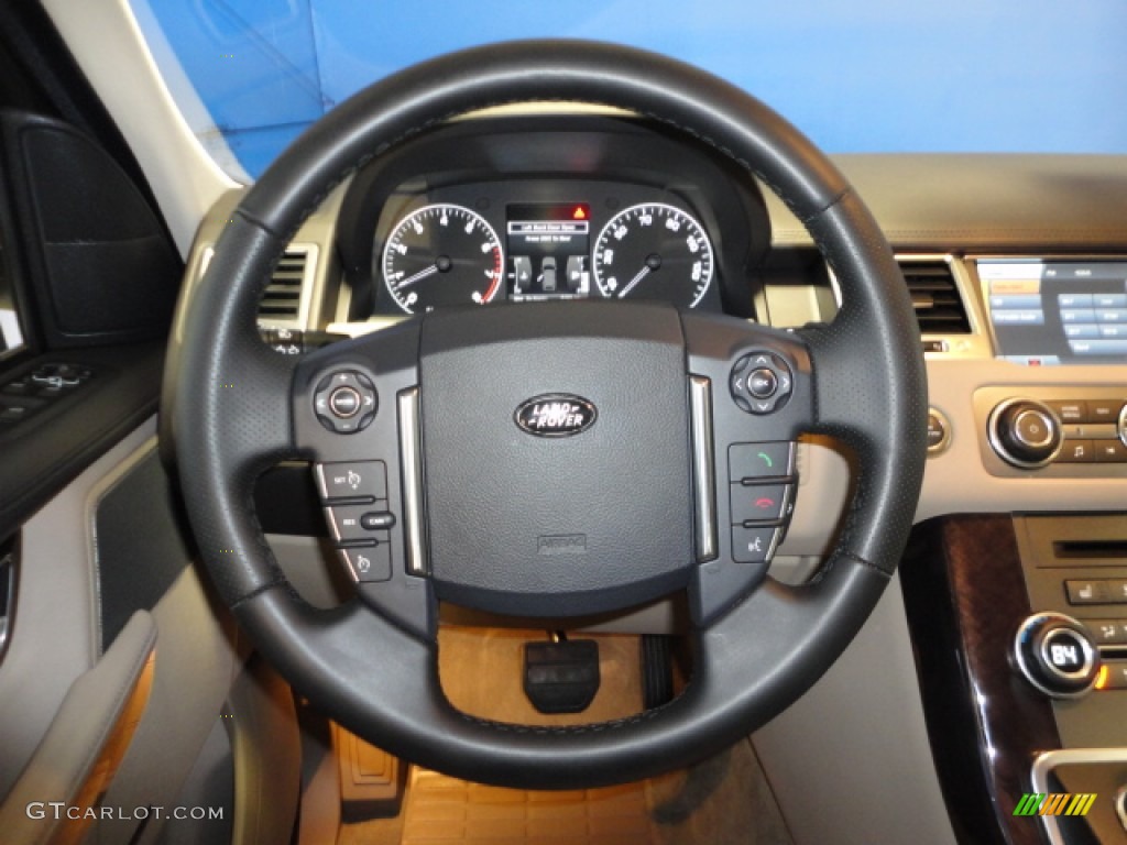 2010 Land Rover Range Rover Sport HSE Almond/Nutmeg Stitching Steering Wheel Photo #65779031