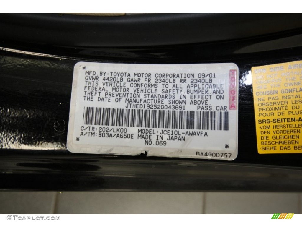 2002 IS Color Code 202 for Black Onyx Photo #65783150