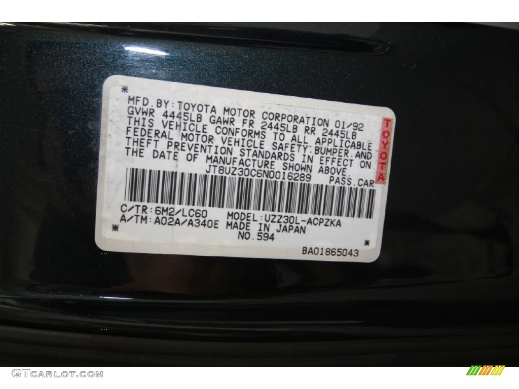 1992 Lexus SC 400 Color Code Photos
