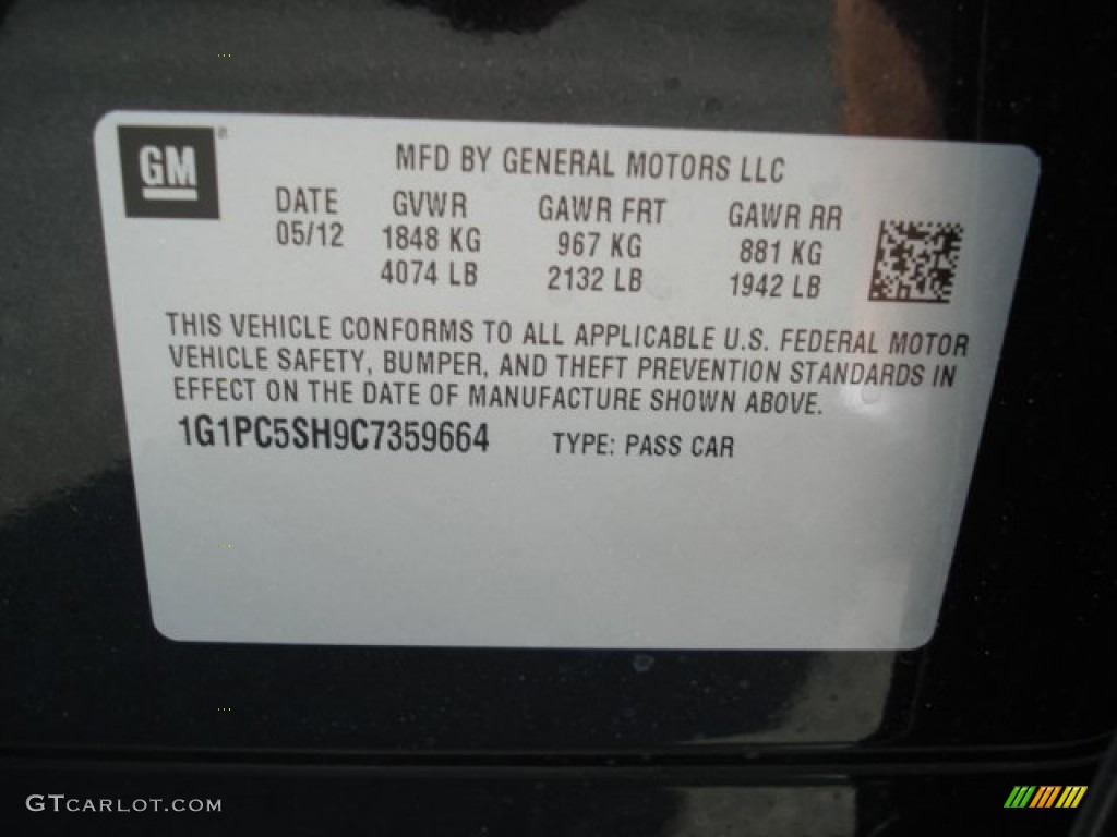 2012 Cruze LS - Black Granite Metallic / Jet Black/Medium Titanium photo #20