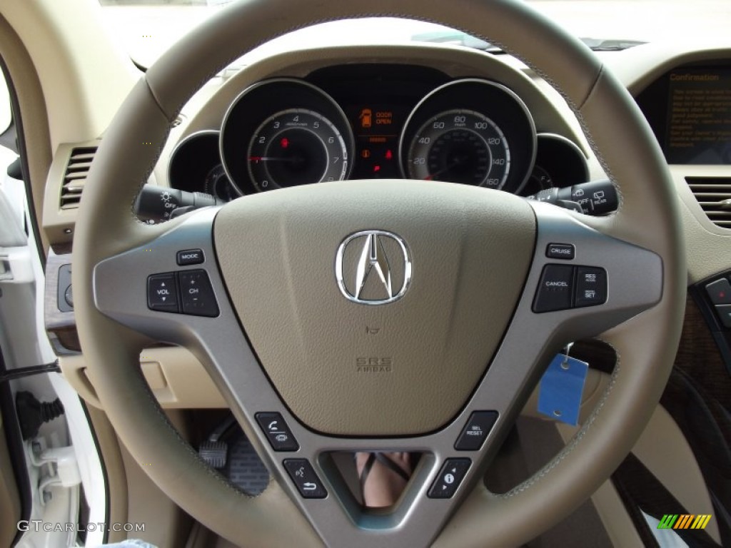 2012 Acura MDX SH-AWD Technology Parchment Steering Wheel Photo #65789744