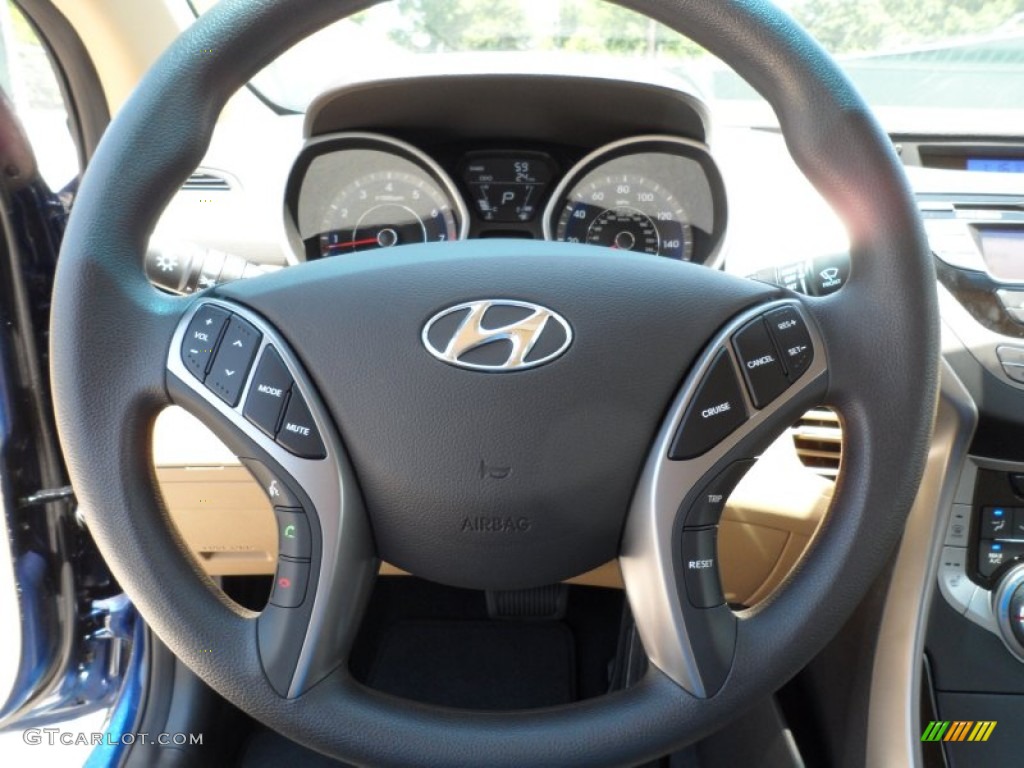 2013 Hyundai Elantra GLS Beige Steering Wheel Photo #65799047