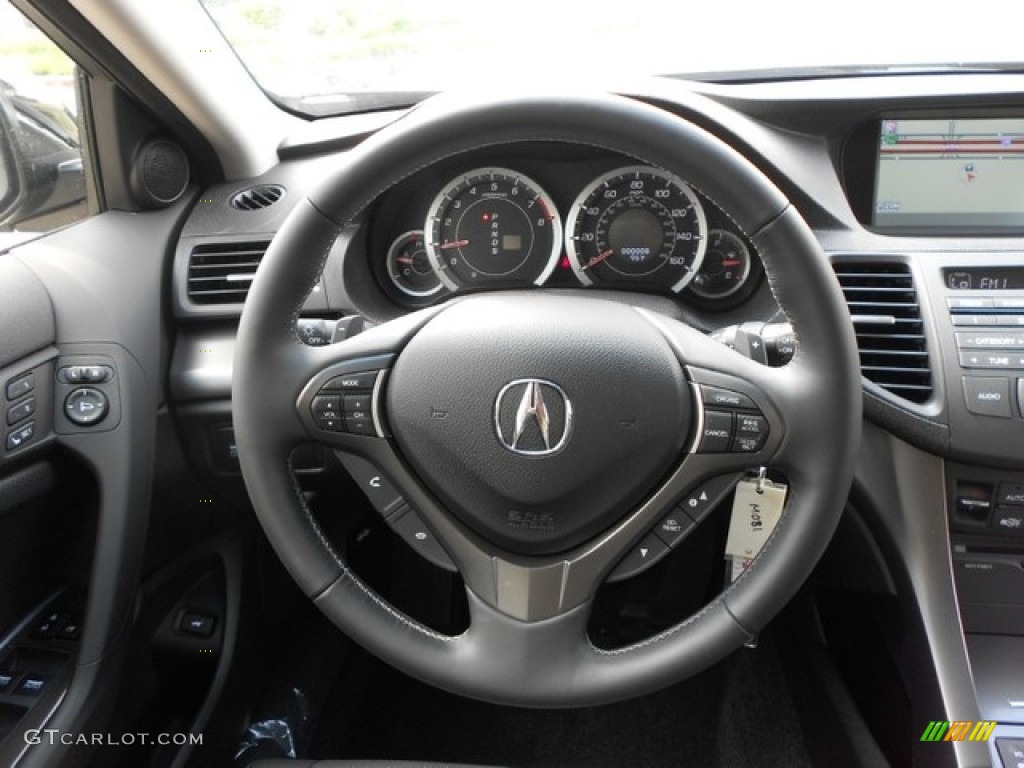 2012 Acura TSX Technology Sport Wagon Ebony Steering Wheel Photo #65807893