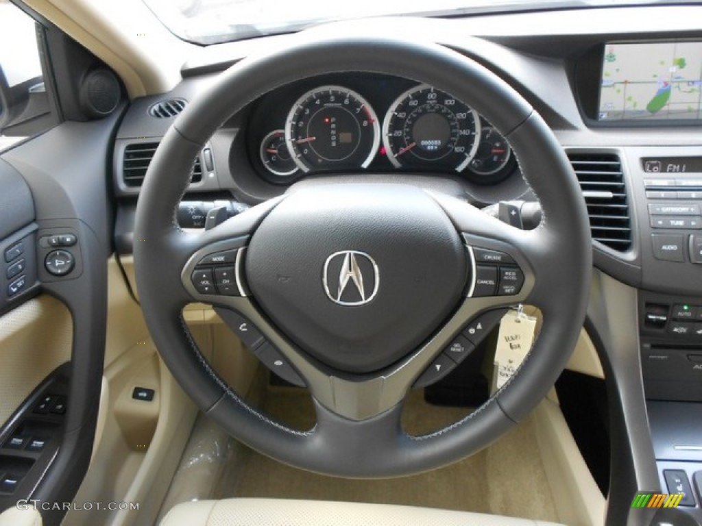 2012 Acura TSX V6 Technology Sedan Parchment Steering Wheel Photo #65808091