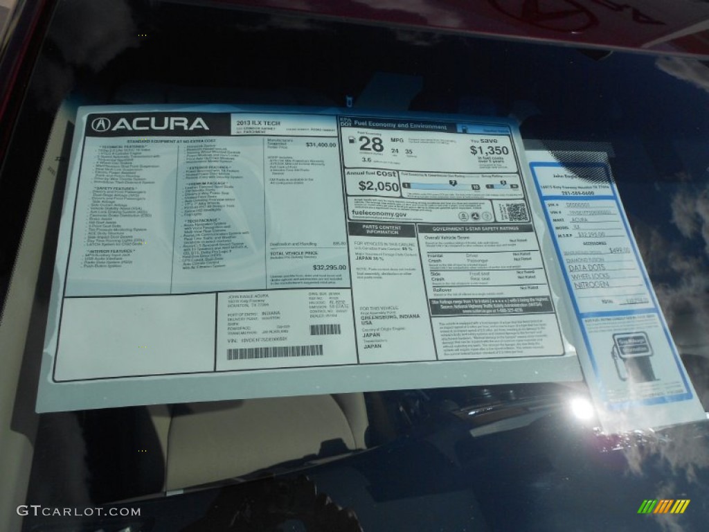 2013 Acura ILX 2.0L Technology Window Sticker Photo #65820461