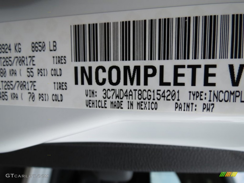 2012 Dodge Ram 2500 HD ST Regular Cab Utility Truck Info Tag Photo #65822240