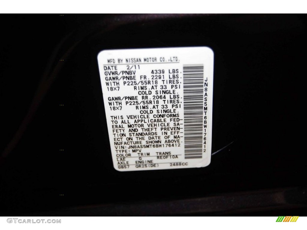 2011 Rogue SL - Black Amethyst / Black photo #13