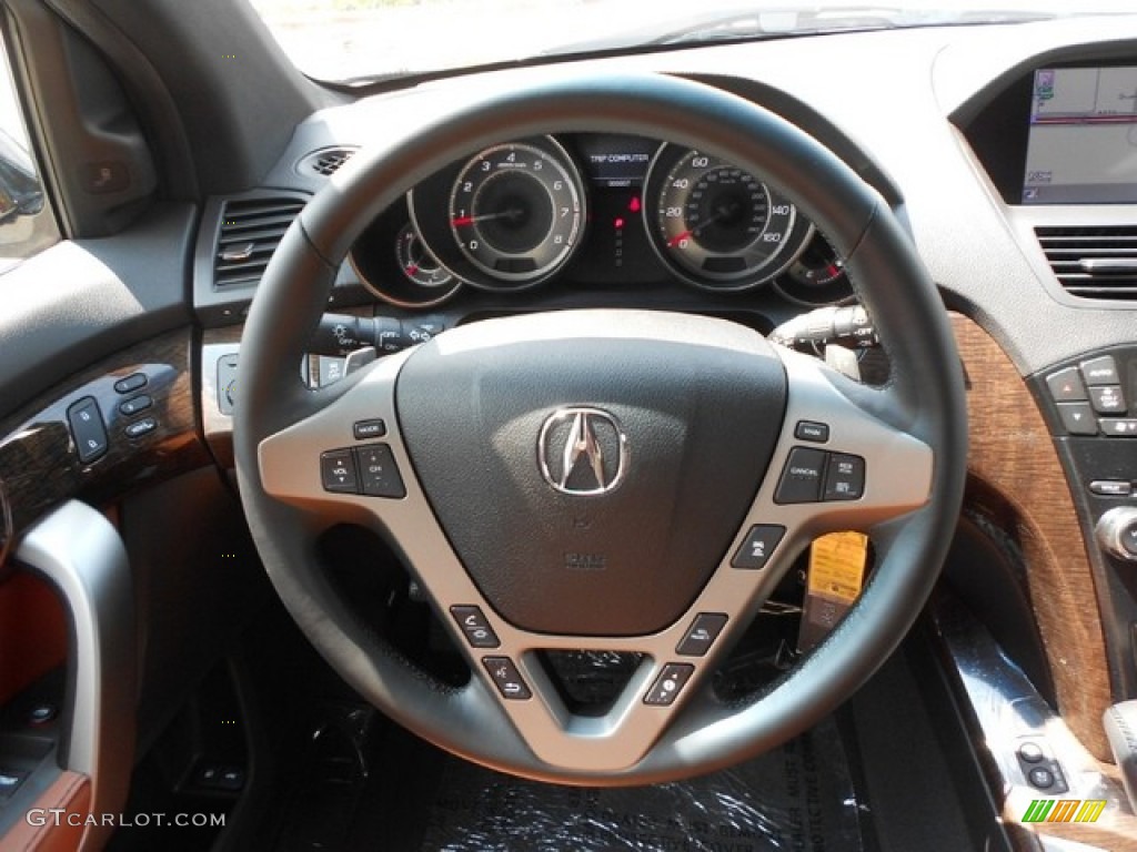 2012 Acura MDX SH-AWD Advance Umber Steering Wheel Photo #65826869