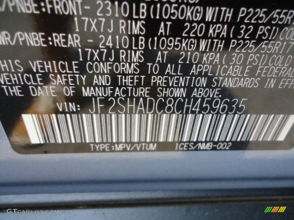 2012 Forester 2.5 X Premium - Ice Blue Metallic / Platinum photo #13