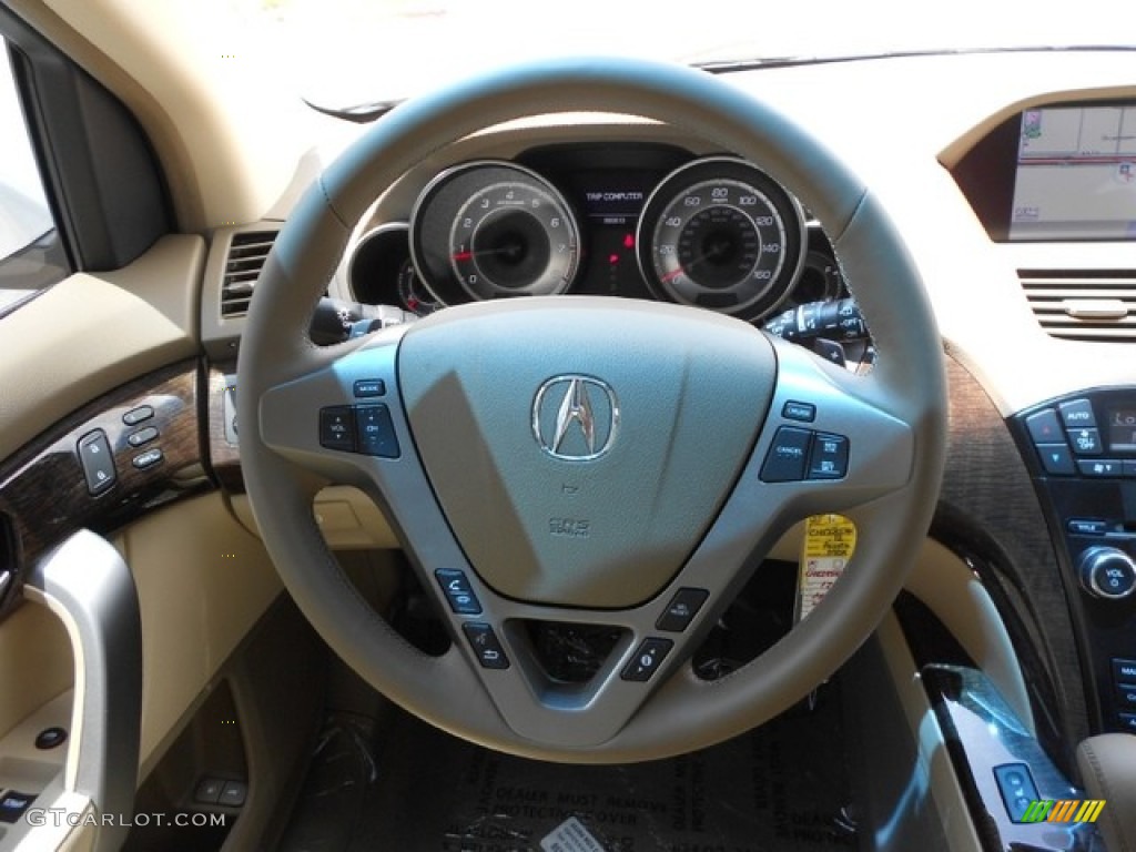 2012 Acura MDX SH-AWD Technology Parchment Steering Wheel Photo #65828531