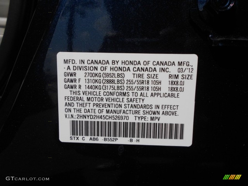 2012 MDX Color Code B552P for Bali Blue Pearl Photo #65831318