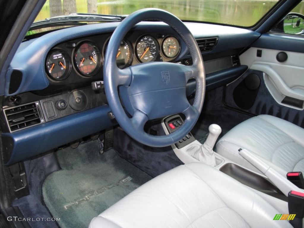 Classic Grey/Midnight Blue Interior 1996 Porsche 911 Turbo Photo #65832199