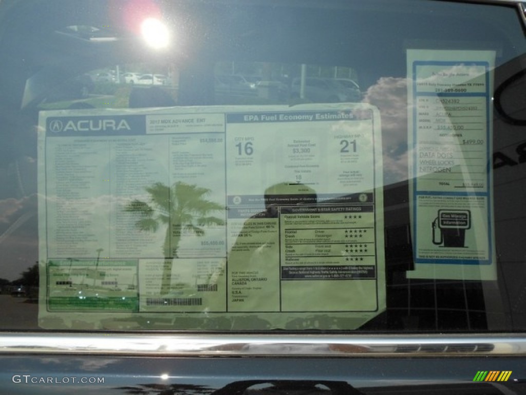2012 Acura MDX SH-AWD Advance Window Sticker Photo #65833004