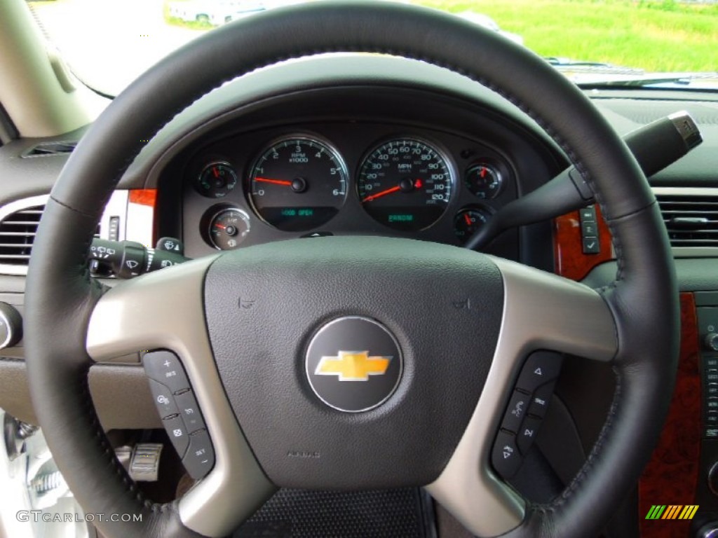 2012 Chevrolet Suburban LTZ Ebony Steering Wheel Photo #65834807