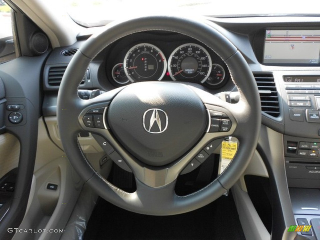 2012 Acura TSX Technology Sedan Taupe Steering Wheel Photo #65835005