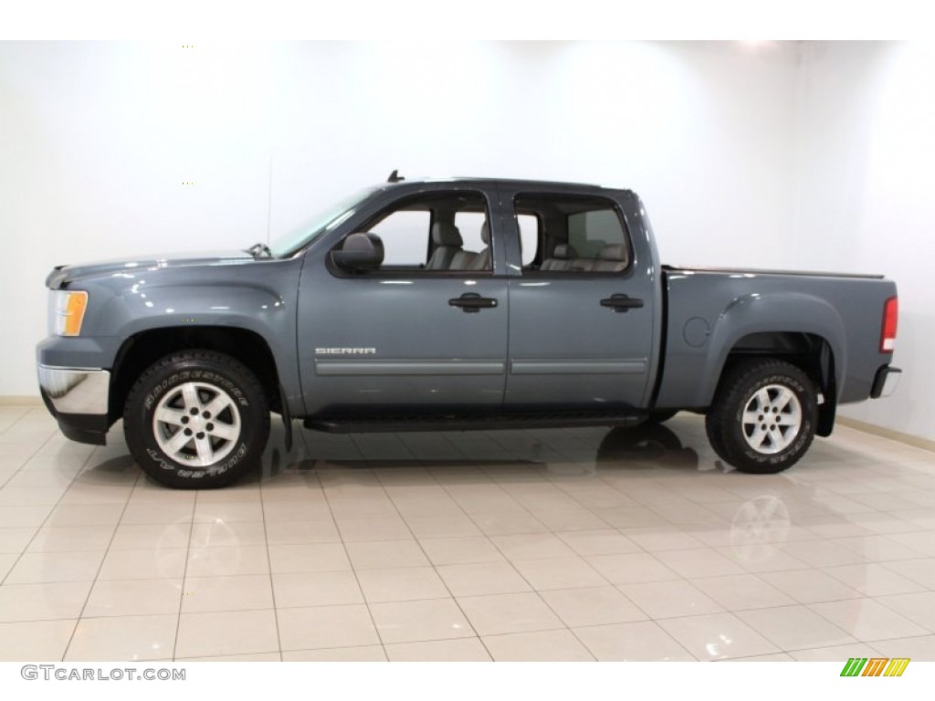 2010 Sierra 1500 SLE Crew Cab 4x4 - Stealth Gray Metallic / Dark Titanium/Light Titanium photo #4