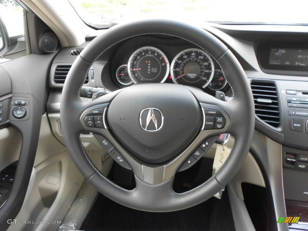 2012 Acura TSX Sport Wagon Taupe Steering Wheel Photo #65838605