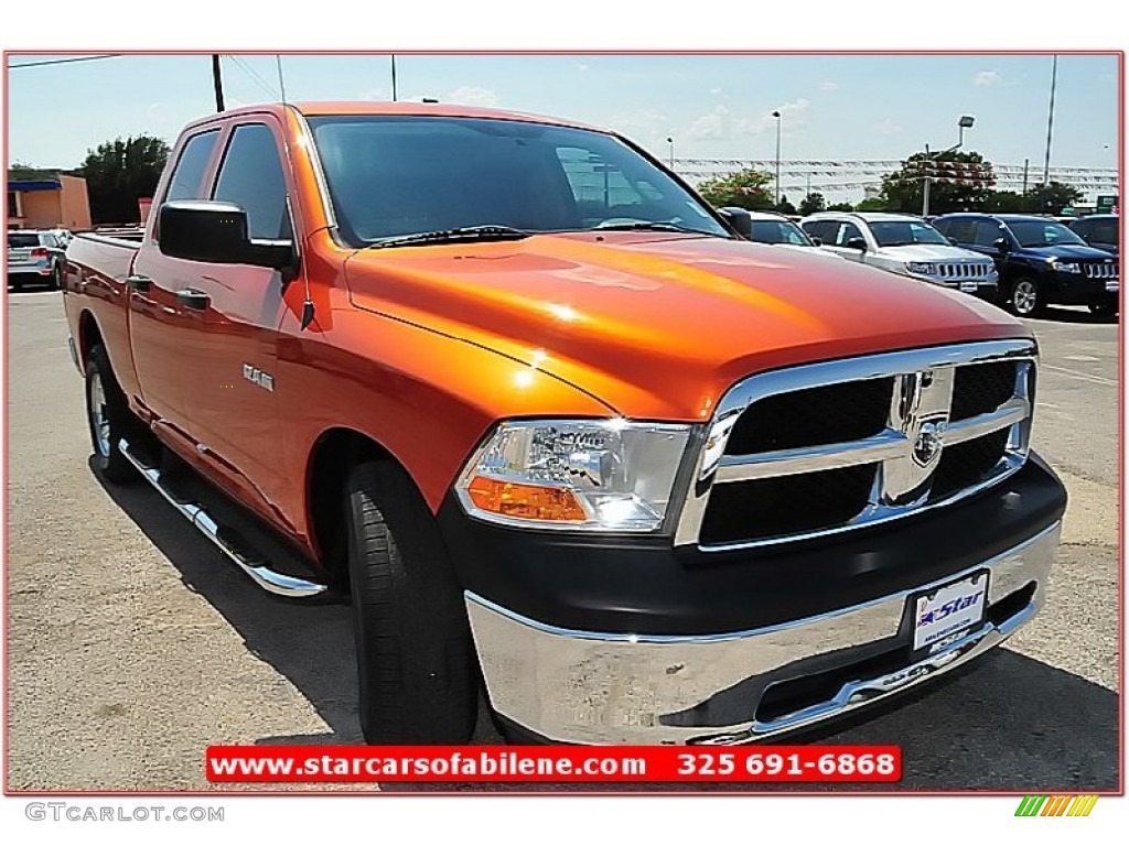 2010 Ram 1500 SLT Quad Cab - Mango Tango Pearl / Dark Slate/Medium Graystone photo #10