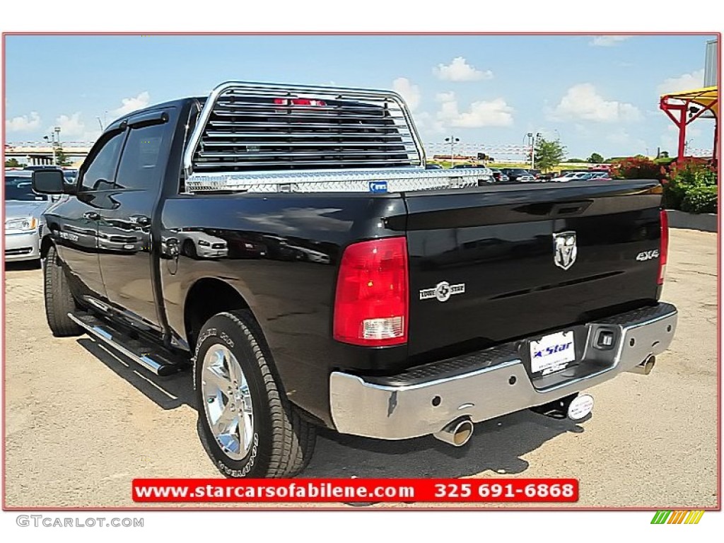 2011 Ram 1500 Lone Star Crew Cab 4x4 - Brilliant Black Crystal Pearl / Light Pebble Beige/Bark Brown photo #3