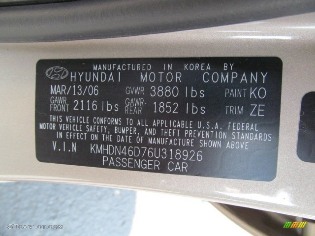 2006 Elantra GLS Sedan - Champagne Beige / Beige photo #24