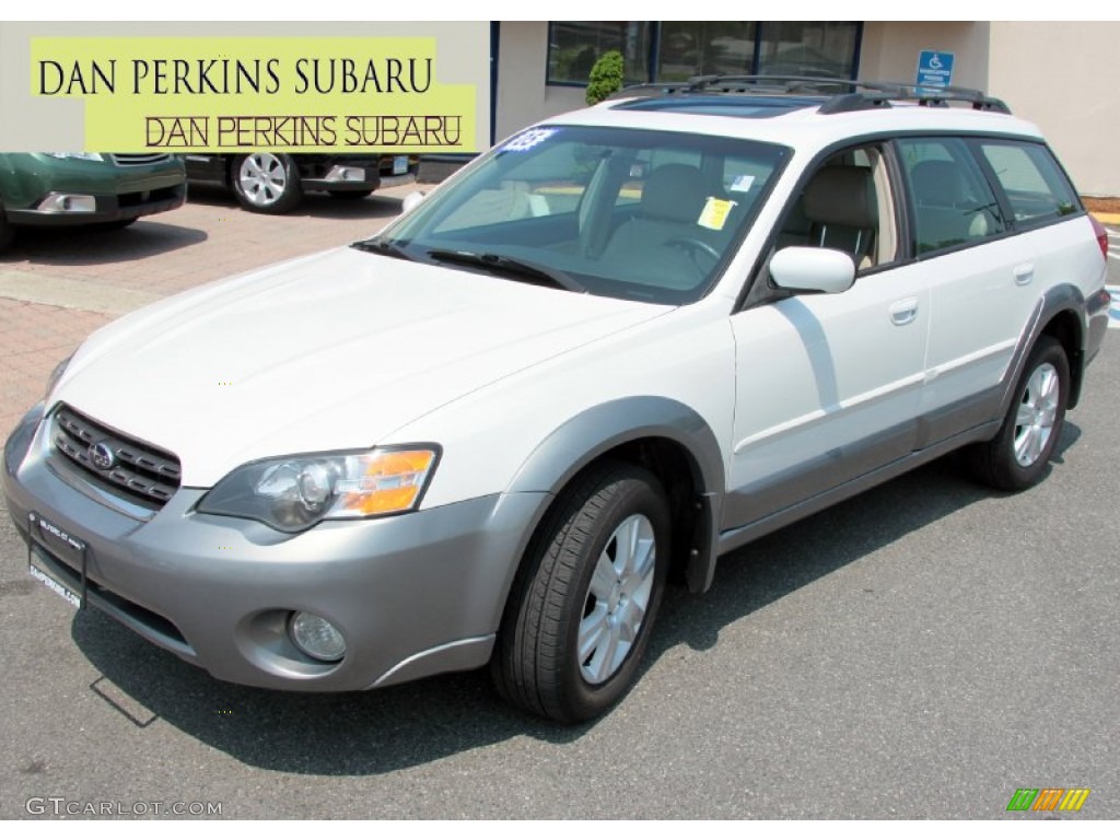 2005 Outback 2.5i Limited Wagon - Satin White Pearl / Taupe photo #1