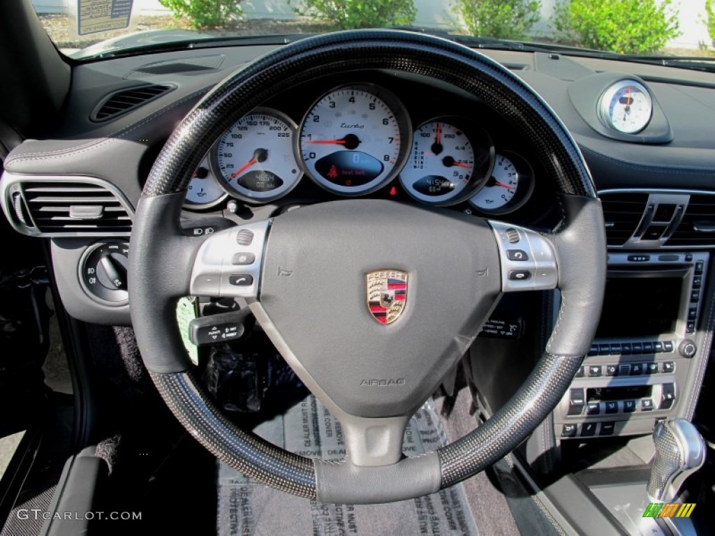 2008 Porsche 911 Turbo Cabriolet Black Steering Wheel Photo #65858007