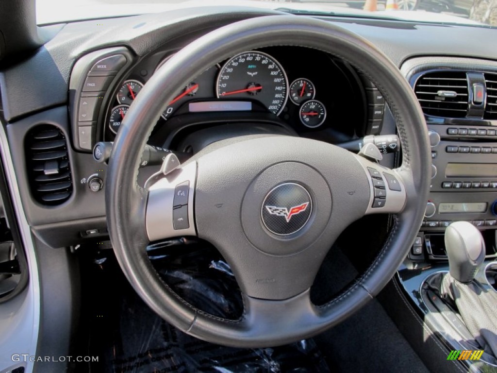 2009 Chevrolet Corvette Coupe Ebony Steering Wheel Photo #65858073