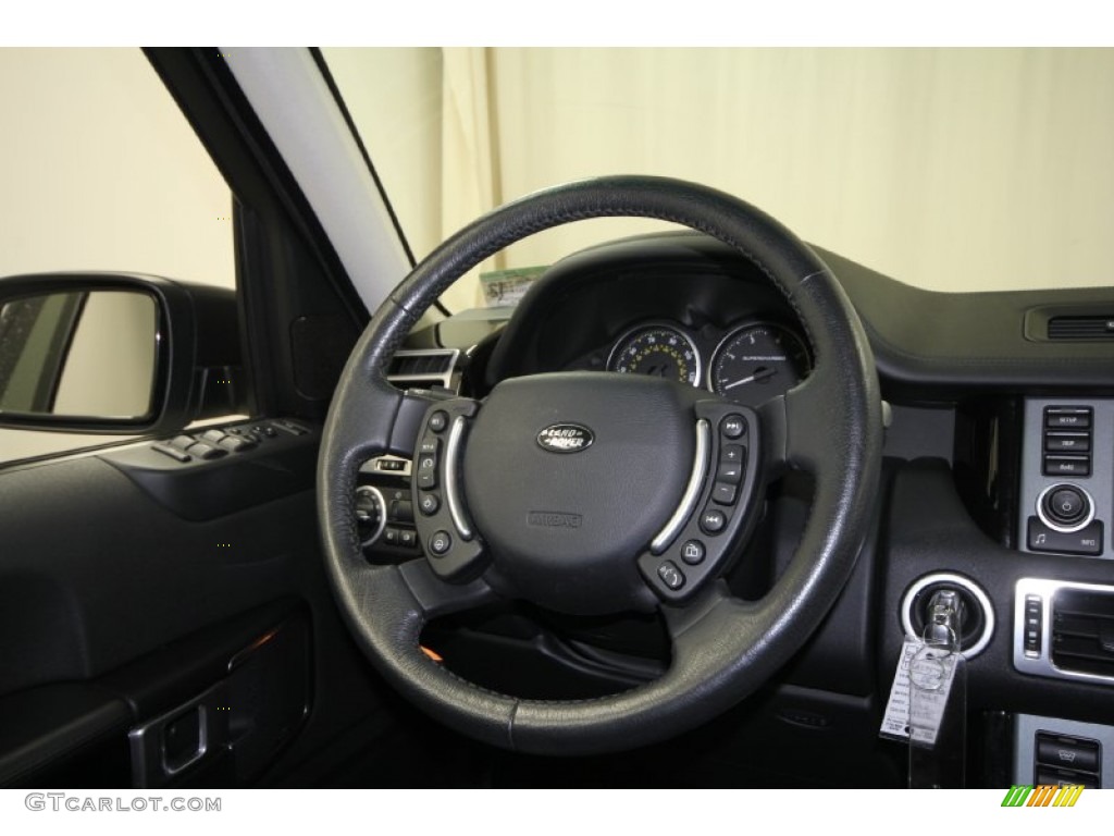 2008 Land Rover Range Rover V8 Supercharged Jet Black Steering Wheel Photo #65868729