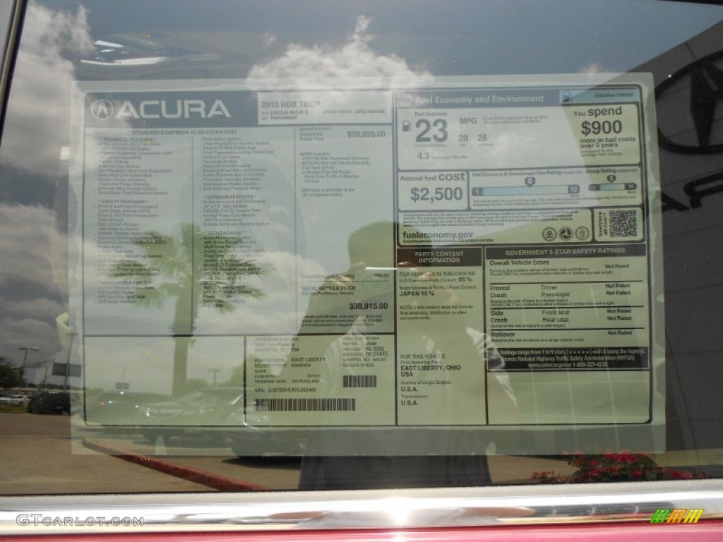 2013 Acura RDX Technology Window Sticker Photo #65871756